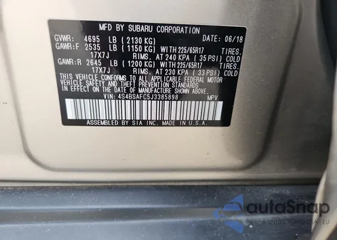 2018 Subaru Outback 2.5I Premium from USA, damaged, VIN 4S4BSAFC5J3385898